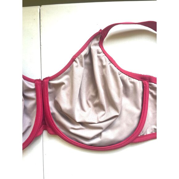 Chantelle Bra 42 F (DDD) Red Full Coverage Underwire Magnifique Minimizer Plus S - Picture 15 of 15